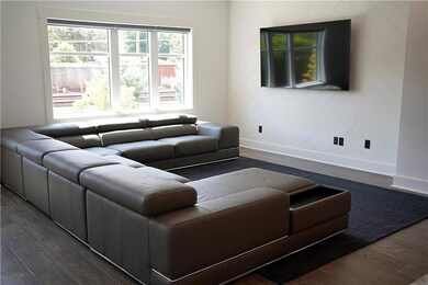 Living room featuring dark hardwood / wood-style f