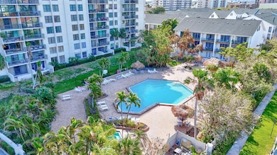Lush landscaping and pool area