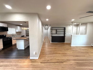 from dining area to kitchen and hall