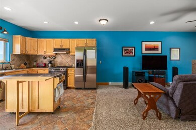 Shaker-style wood cabinets and ceramic tiles floor