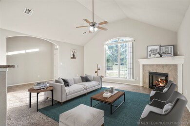 Vaulted ceilings, gas fireplace, beautiful windows