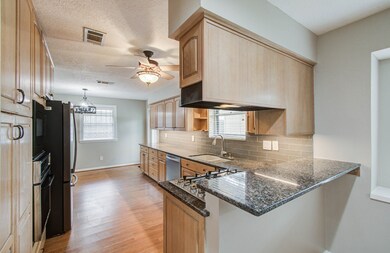 Granite countertops and plentiful cabinet space