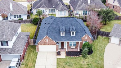 Aerial view of the front of the home