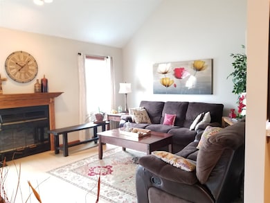 Living room with vaulted ceilings