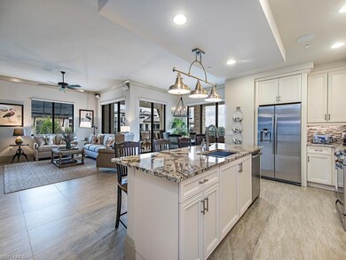View from Kitchen into Living Room and Dining Room