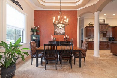 Dining Room with Columns, Double Tray Ceiling & Accent Wall