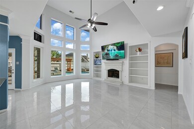 This Beautiful appointed living room seamlessly fl