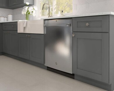Kitchen with apron front sink
