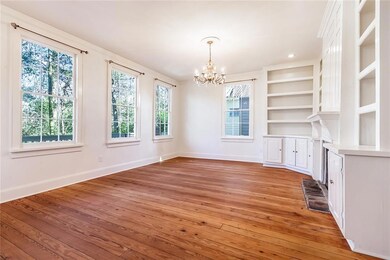 Light-filled living room with built-ins.