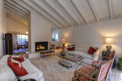 Living Room with Vaulted Beamed Ceilings