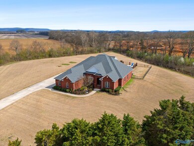 Three acres, some of the land to the right behind the home goes past the creek and into the trees (see where trees are bloomed in white - that land belongs to this parcel.)