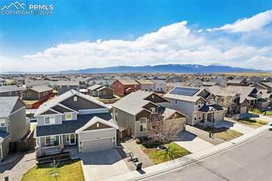 Drone / aerial view with a mountain view
