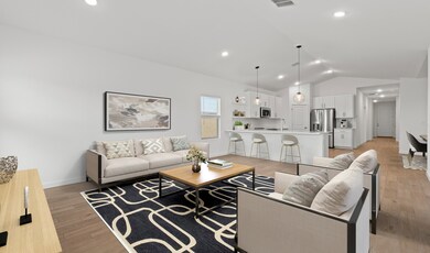 Great room with soaring vaulted ceiling