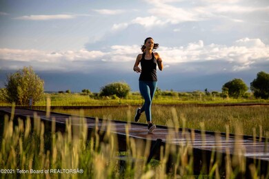 Woman Running on Fen Boardwalk