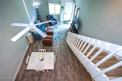 View of living room from loft