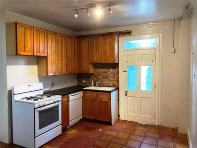 Kitchen view including side door