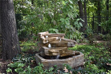 Tiered fountain has LED lights.