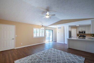 Greatroom into kitchen