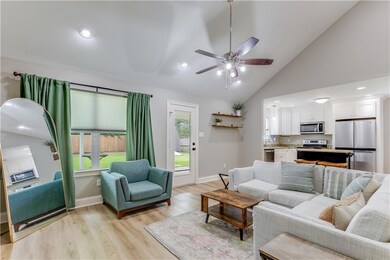 View into living area into backyard