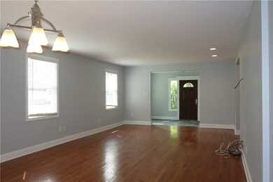 View from dining area to front door