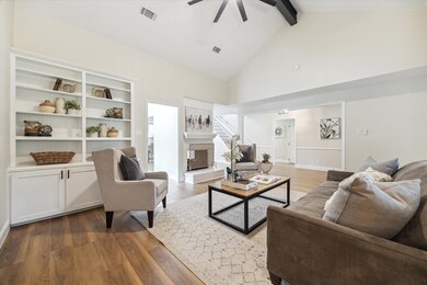 Built in storage in the living room and a double-s