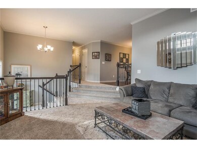 Wide steps up to the kitchen & bedrooms