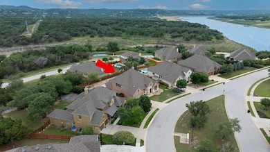 Aerial perspective of suburban area with a large 