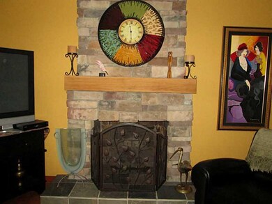 Living Room. Beautiful stone fireplace