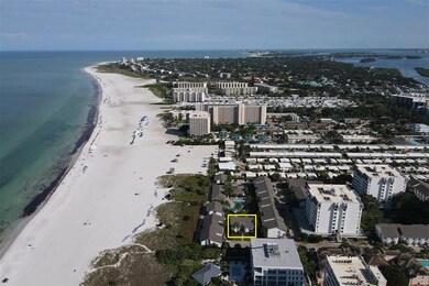 location of  unit 1041 in the square, aerial view to the north, you can walk due north to the Village of Siesta Key