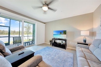 Large living room with full plantation shutters.