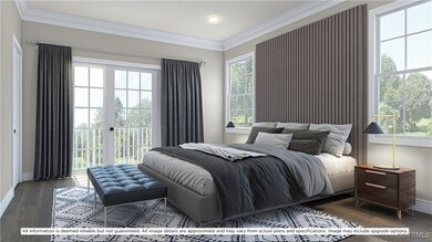 Illustrative rendering. Bedroom with crown molding