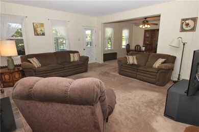 Easy flow between the living room and dining room.