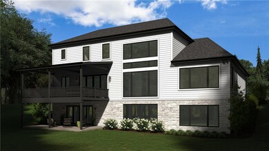 Rear rendering of home showing rear yard and back