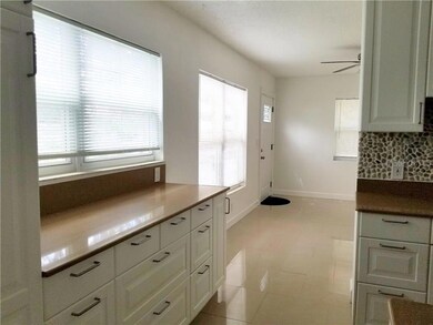 View of living room from kitchen.