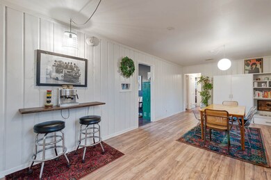 Kitchen has cool eat-in bar for quick snacks.  