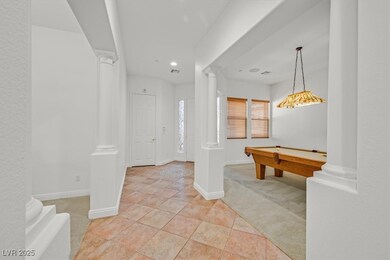 Game room with decorative columns, pool table, rec
