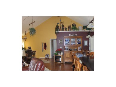 Open living room with vaulted ceiling