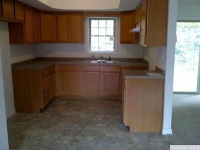Open Kitchen with vinyl flooring.