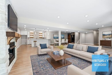 Lower level family room staged.