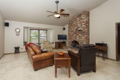 Classic exposed brick fireplace