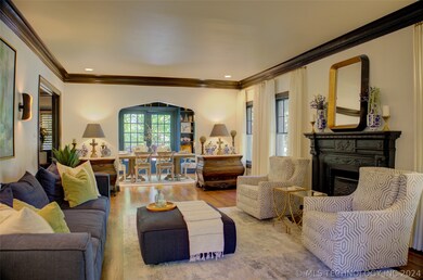 Living Room with original wide crown molding
