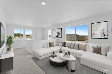 Living room featuring carpet floors and recessed lighting