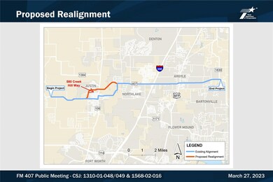 Proposed realignment of FM 407.