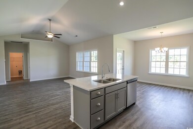 Kitchen with sink, a wealth of natural light, dark