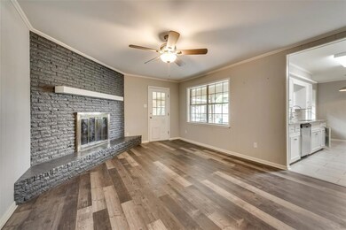 Living Room with Wood Burning Fireplace