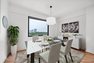 The virtually staged breakfast area showcases the