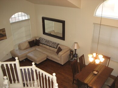 view from top of stairs