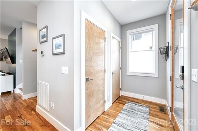 Entryway with large storage closet and pantry.