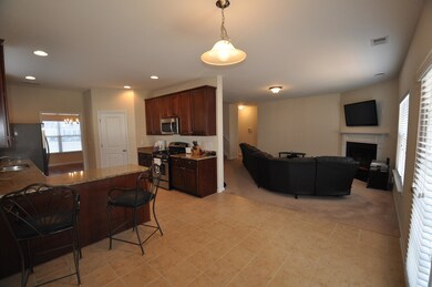View of living room from eat in kitchen