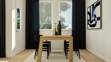 Dining area featuring light wood-type flooring
